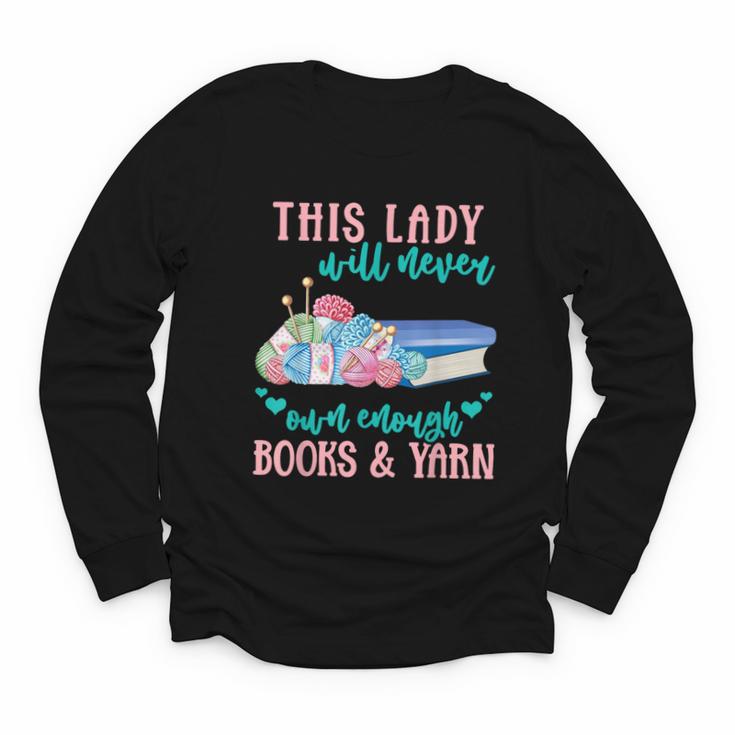 THIS LADY Will Never Own Enough BOOKS & YARN Youth Long Sleeve Tee