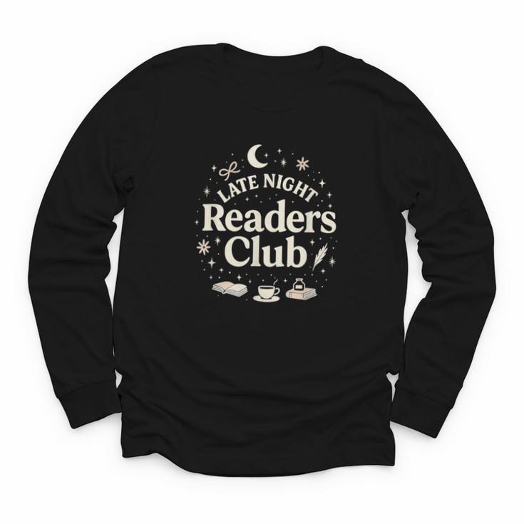 Late Night Readers Club Moon & Stars Book Lover Youth Long Sleeve Tee