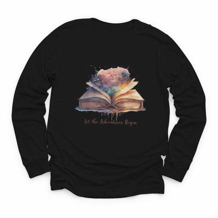 Let The Adventures Begin Book Lovers Magical Whimsical Art Youth Long Sleeve Tee