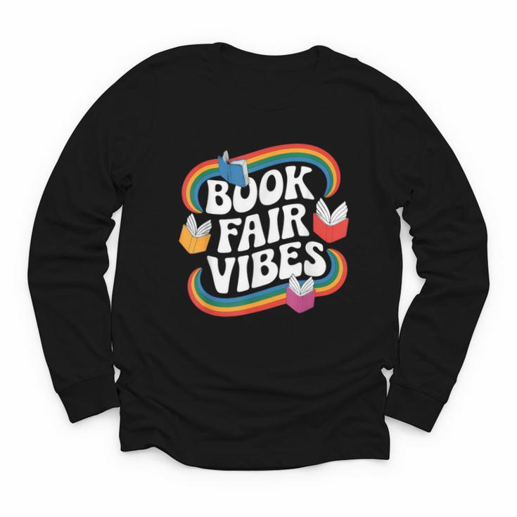 Library Book Fair Vibe Groovy Retro School Reading Nostalgic Youth Long Sleeve Tee