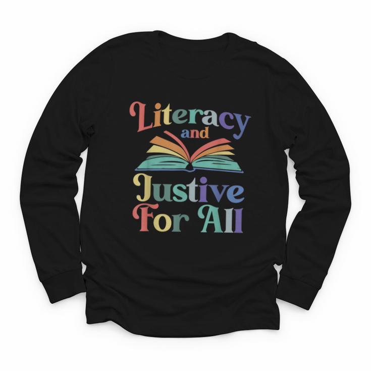 Literacy Justice For All Stop Book Banning Protect Librarian Youth Long Sleeve Tee