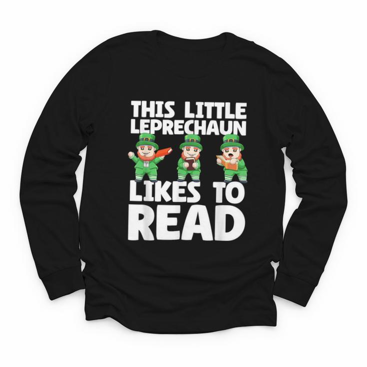 This Little Leprechaun Likes To Read St Patrick's Day Book Youth Long Sleeve Tee