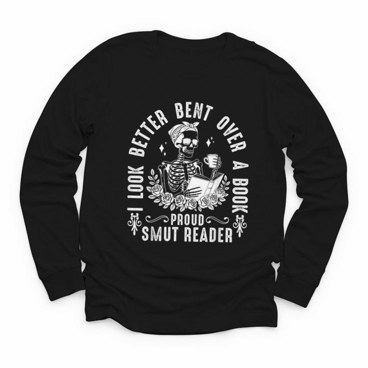 I Look Better Bent Over a Book Proud Smut Reader Skeleton Youth Long Sleeve Tee