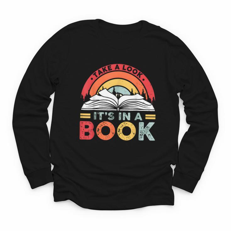 Take A Look It's In A Book Reading Book Vintage Rainbow Youth Long Sleeve Tee