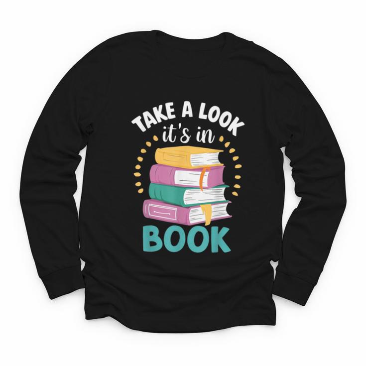 Take a Look It's In a Book Teacher Reading Apparel Youth Long Sleeve Tee