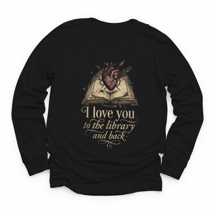 I Love You To The Library And Back Anatomical Heart Book Youth Long Sleeve Tee