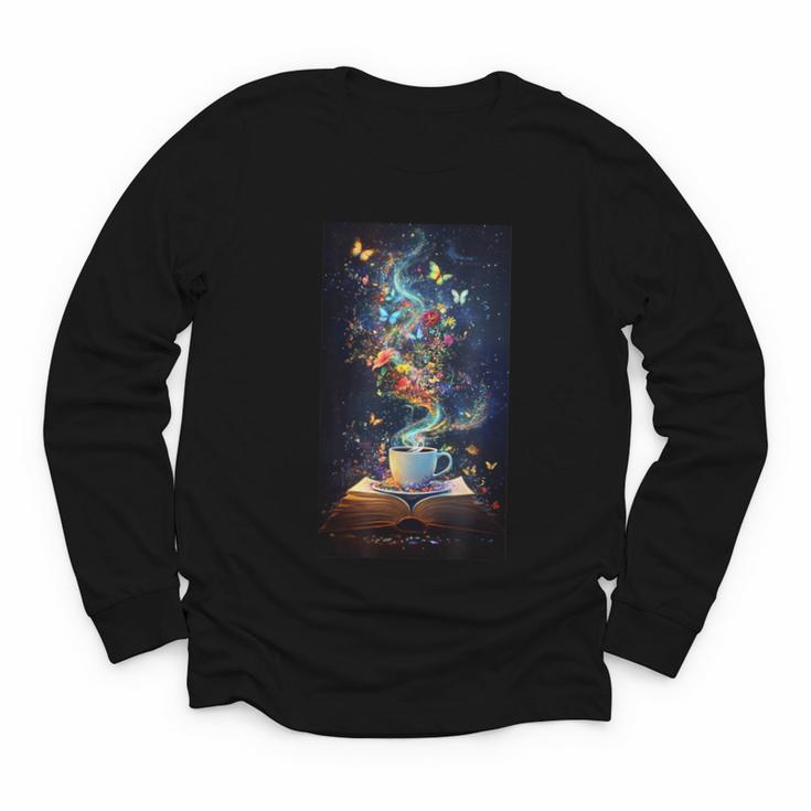 Magical Book Floral Coffee Books Nature Fantasy Youth Long Sleeve Tee