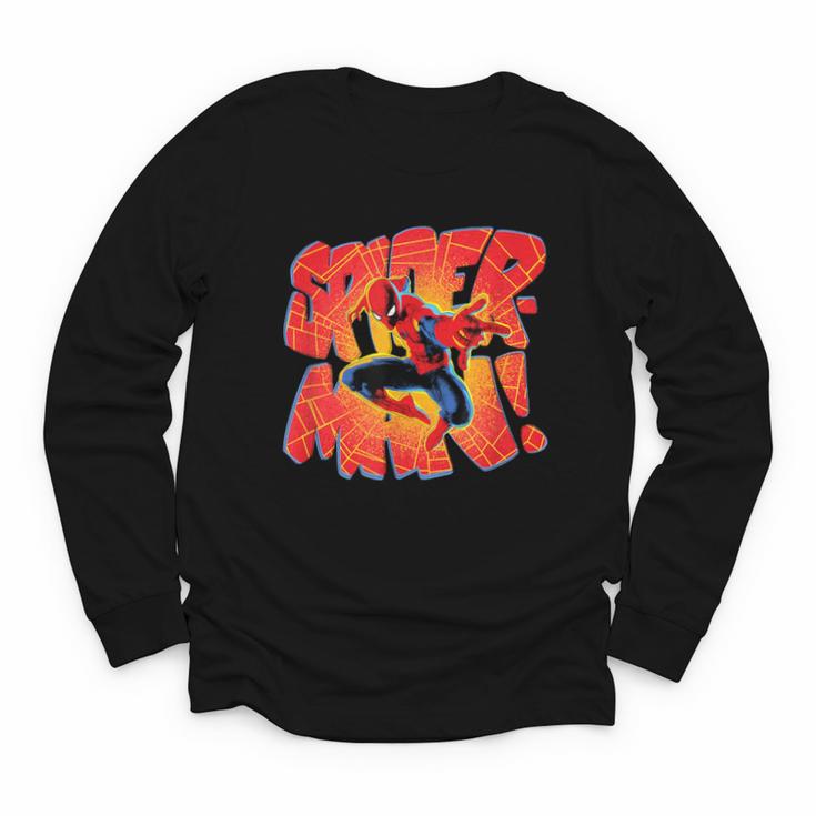 Marvel Spider-Man Peter Parker Comic Book Letter Logo Youth Long Sleeve Tee