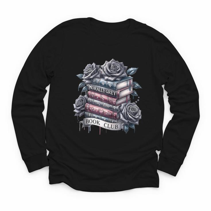 Morally Grey Book Club Floral Book Lover Graphic Youth Long Sleeve Tee