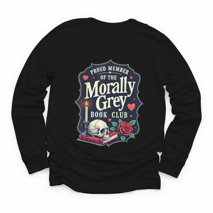 Morally Grey Merch Dark Romance Romantasy Smutty Book Lover Youth Long Sleeve Tee