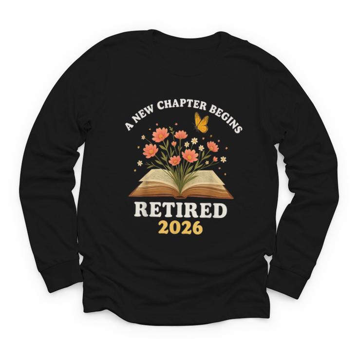 A New Chapter Begins Retired 2026 Floral Book Butterfly Tee Youth Long Sleeve Tee