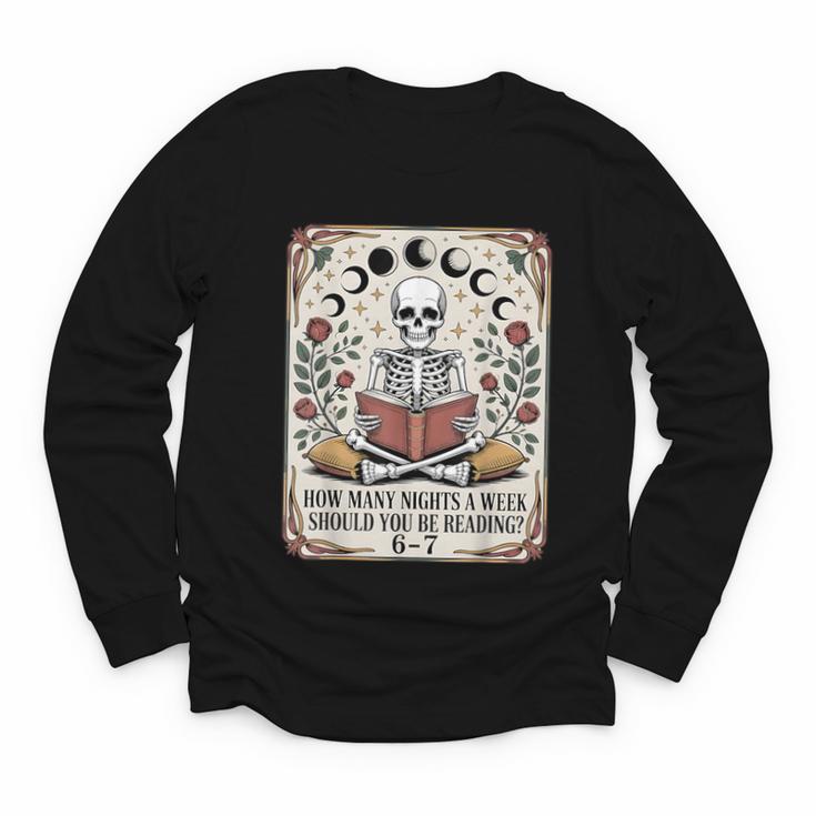 How Many Nights Reading Meme 6 7 Book Lover Youth Long Sleeve Tee
