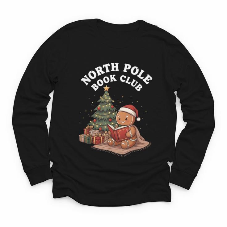 North Pole Book Club Gingerbread Christmas Reading Youth Long Sleeve Tee