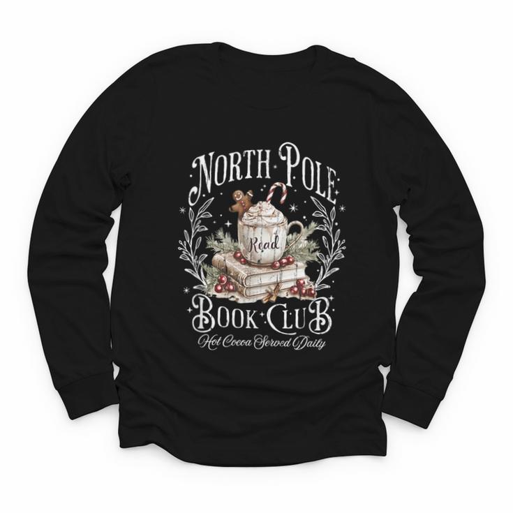 North Pole Book Club Hot Cocoa Served Daily Youth Long Sleeve Tee