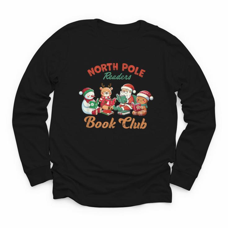 North Pole Readers Book Club Reading Book Christmas Youth Long Sleeve Tee