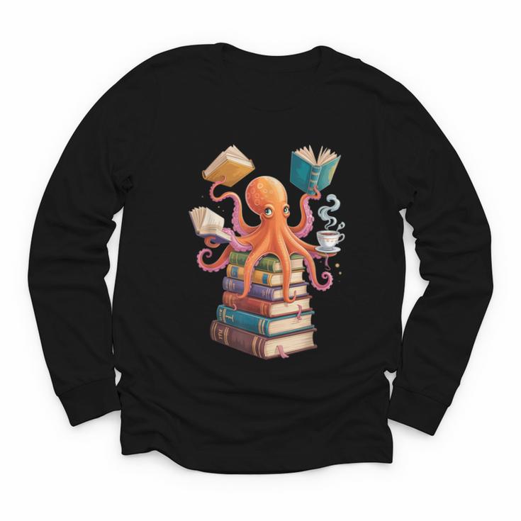 Octopus Book Reading Book Reader Ocean Octopus Youth Long Sleeve Tee