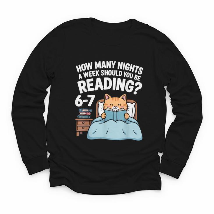 Orange Cat Reading Book 67 Six Seven Meme Youth Long Sleeve Tee