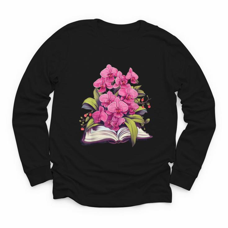 Orchids Flowers Book Floral Youth Long Sleeve Tee