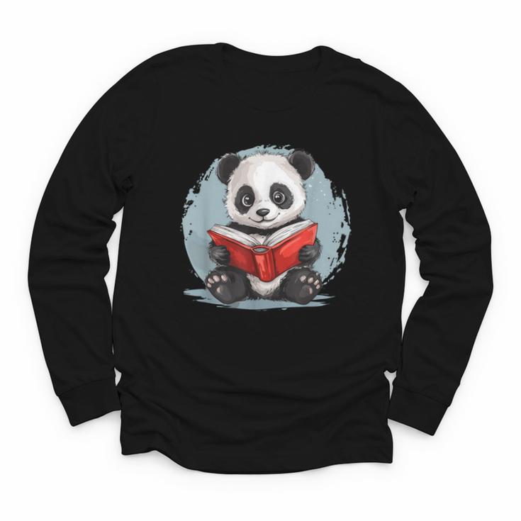 Panda With Book For Reading Enthusiasts Youth Long Sleeve Tee