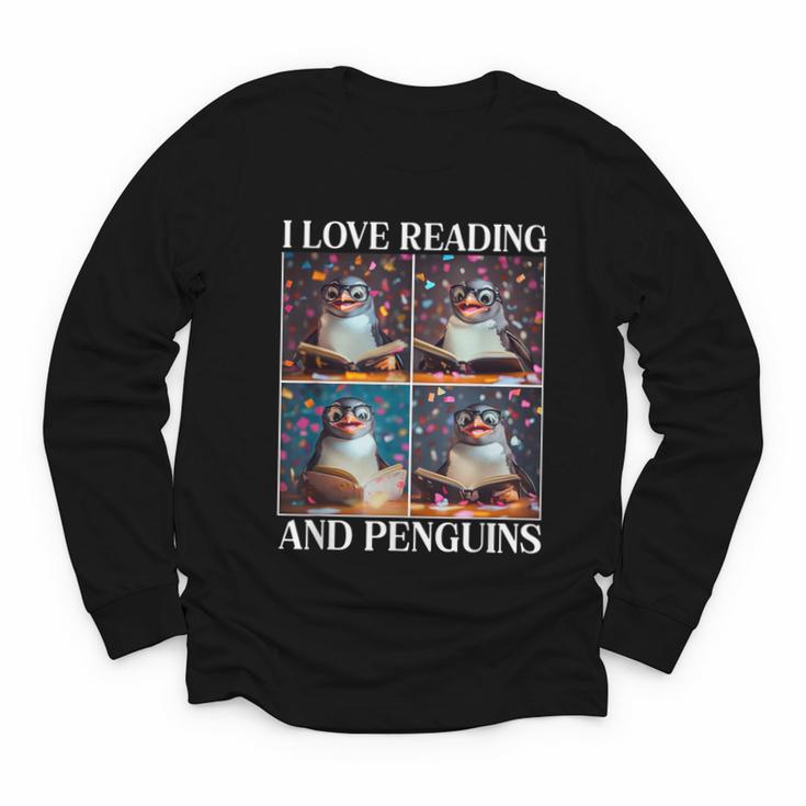 Penguin Love Reading And Penguins Child Book Lover Youth Long Sleeve Tee