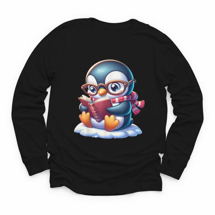 Penguin Reading a Book Animal Youth Long Sleeve Tee