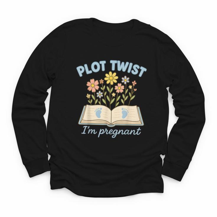 Plot Twist I'm Pregnant Literary Pregnancy Announcement Book Youth Long Sleeve Tee