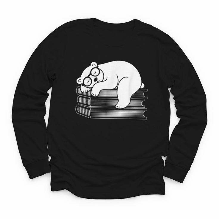 Polar Bear Reading Book Pajama Sleep Youth Long Sleeve Tee