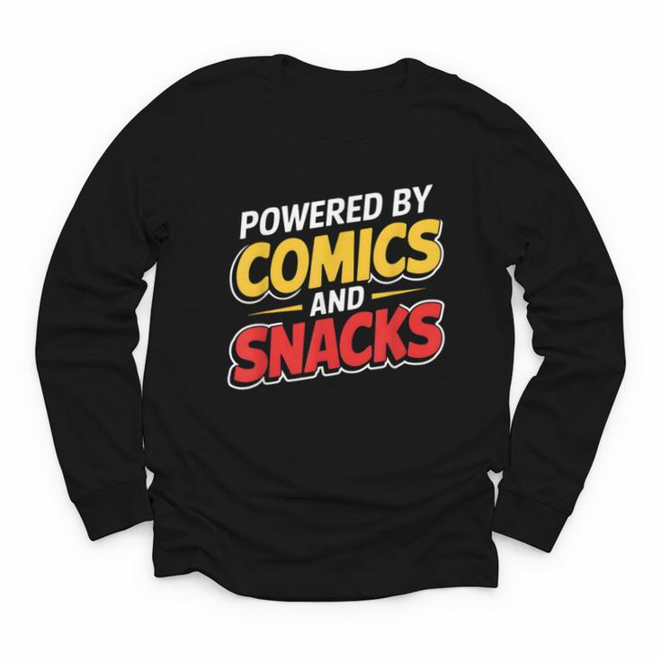 Powered By Comics And Snacks Comic Book Lover Youth Long Sleeve Tee