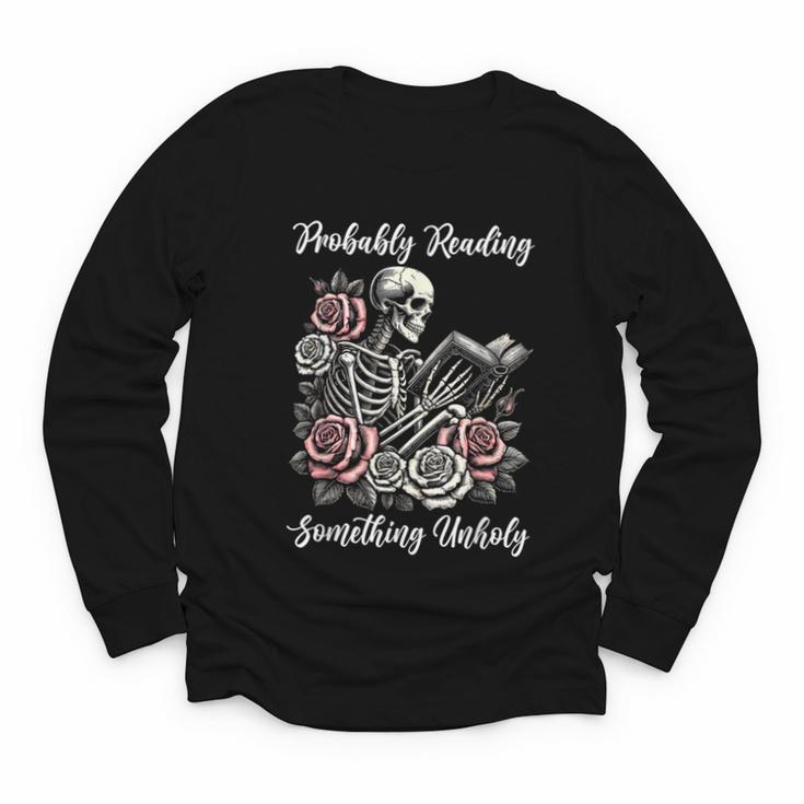 Probably Reading Something Unholy Book Lovers Youth Long Sleeve Tee
