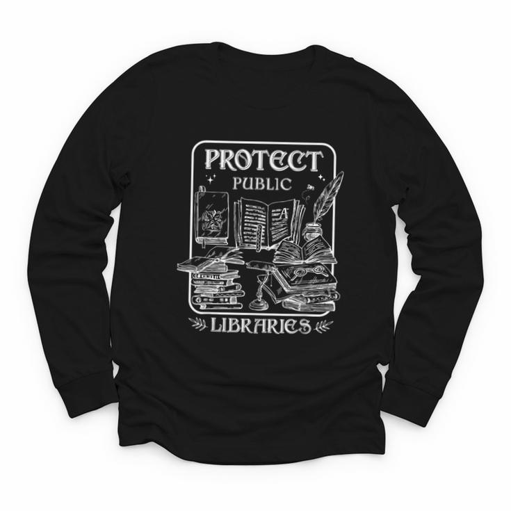 Protect Public Libraries Support Local Librarian Book Lover Youth Long Sleeve Tee