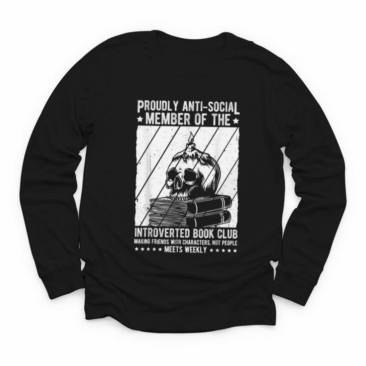 PROUDLY ANTI-SOCIAL MEMBER OF THE Introverted Book Club Youth Long Sleeve Tee