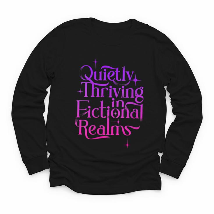 Quietly Thriving In Fictional Realms Book Lovers Youth Long Sleeve Tee