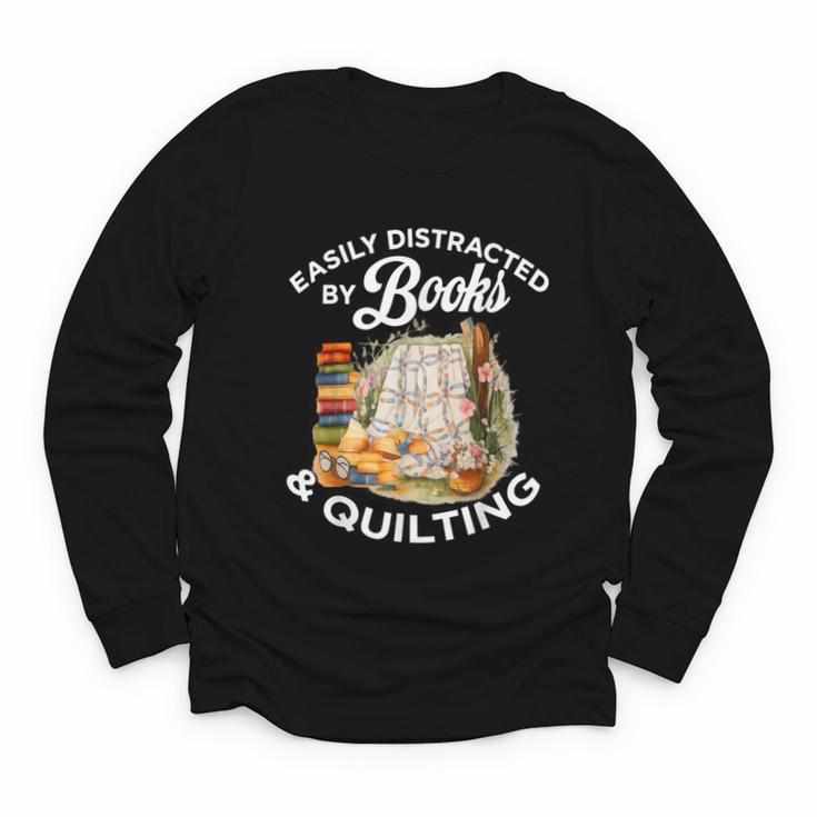 Quilting Sewing Machine Quilter Easily Distracted By Book Youth Long Sleeve Tee