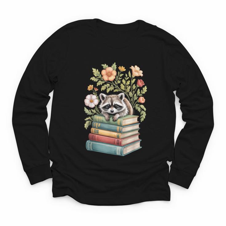 Raccoon Books Reading Flowers Youth Long Sleeve Tee