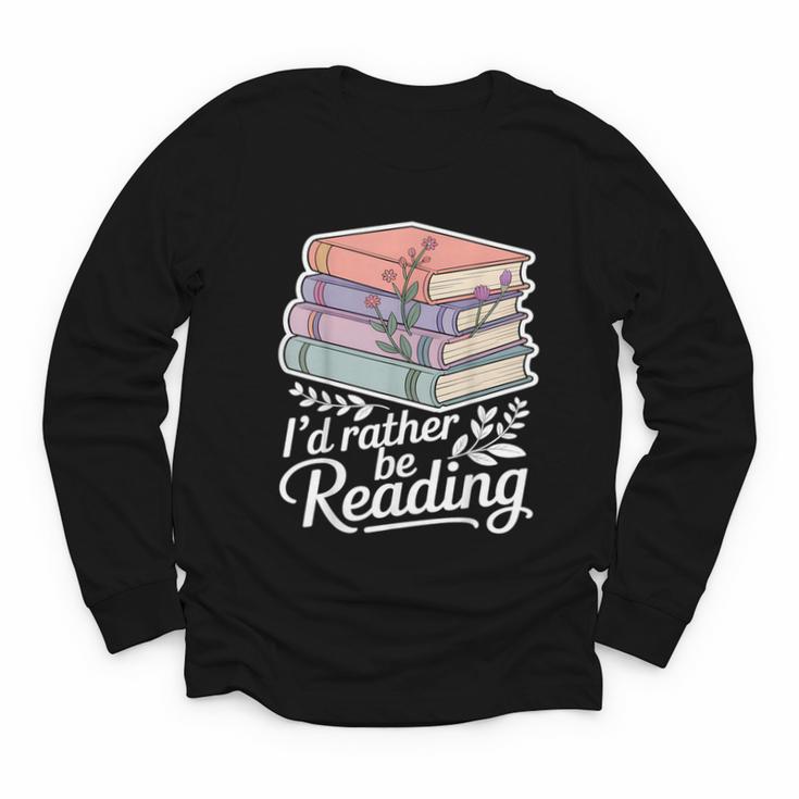 Rather Be Reading Book Lover Stack Youth Long Sleeve Tee