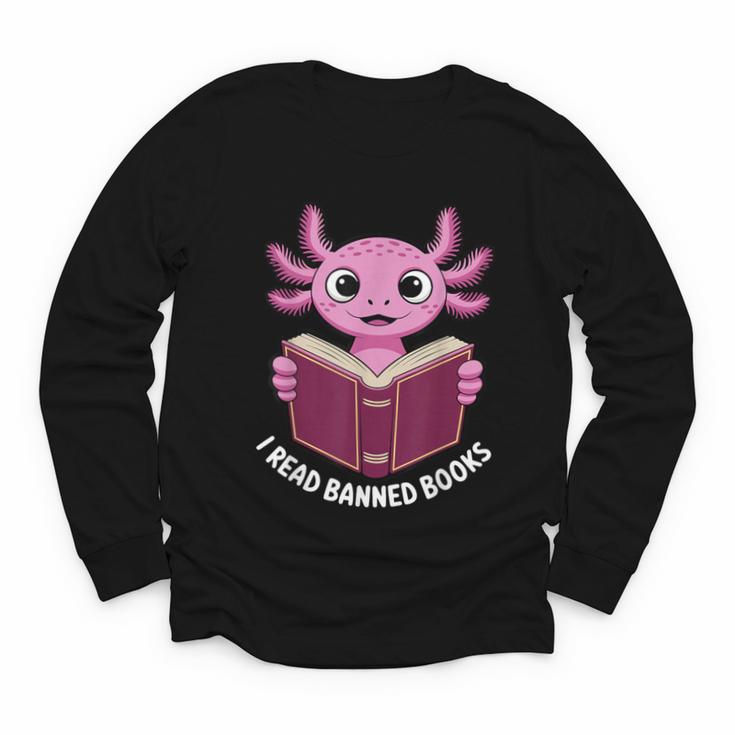 I Read Banned Books Axolotl Reading Youth Long Sleeve Tee
