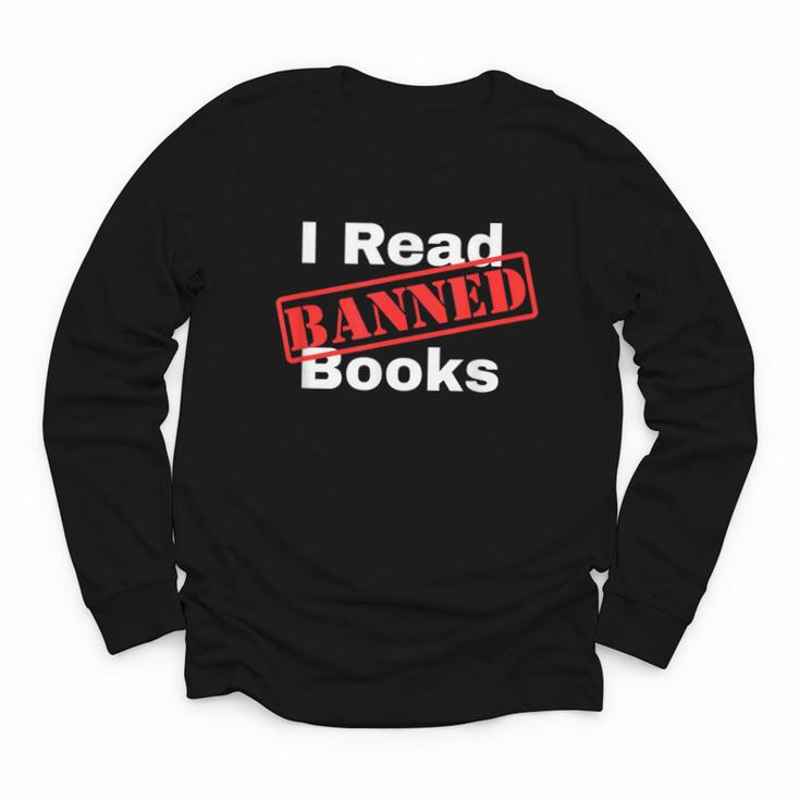 I Read Banned Books Censored Red Stamp Reading Librarian Youth Long Sleeve Tee