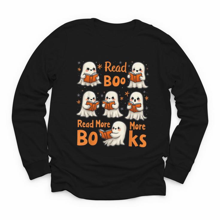 Read Boo KS Read More Bo KS Cute Ghost Reading Book Youth Long Sleeve Tee