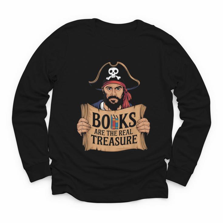 Read Book Reader Library Reading Librarian Pirate Bookworm Youth Long Sleeve Tee