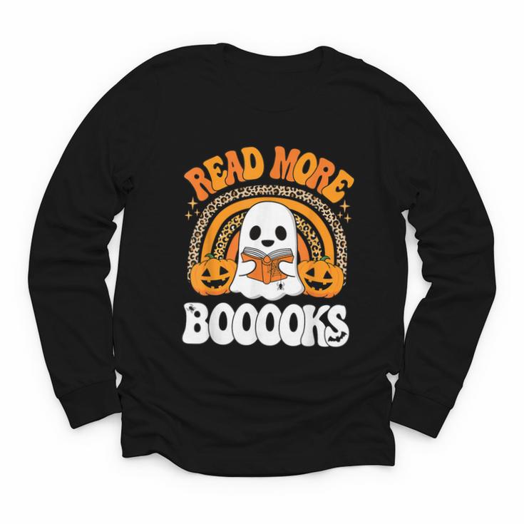 Read More Books Booooks Ghost Pumpkin Cute Teacher Halloween Youth Long Sleeve Tee