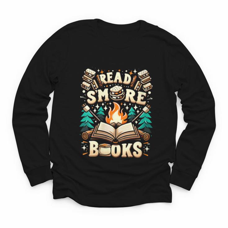 Read More Books Camping Outdoors Travel Campfire Smores Youth Long Sleeve Tee
