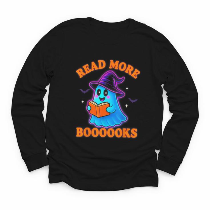 Read More Books Halloween Book Cute Ghost Reading Teaching Youth Long Sleeve Tee