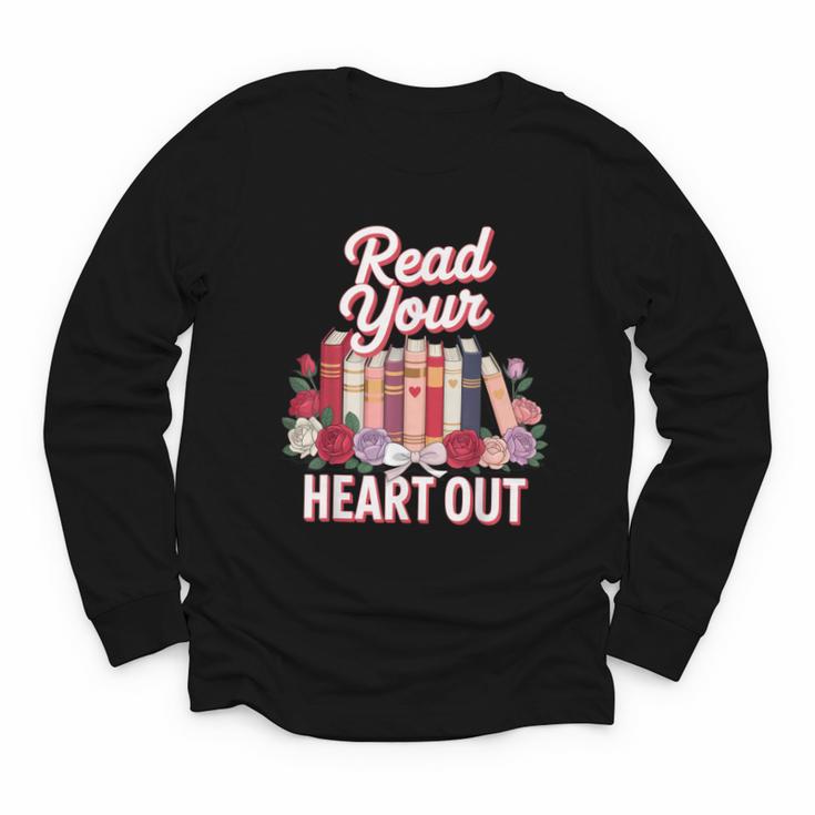 Read Your Heart Out Book Lover Reading Enthusiasts Floral Youth Long Sleeve Tee