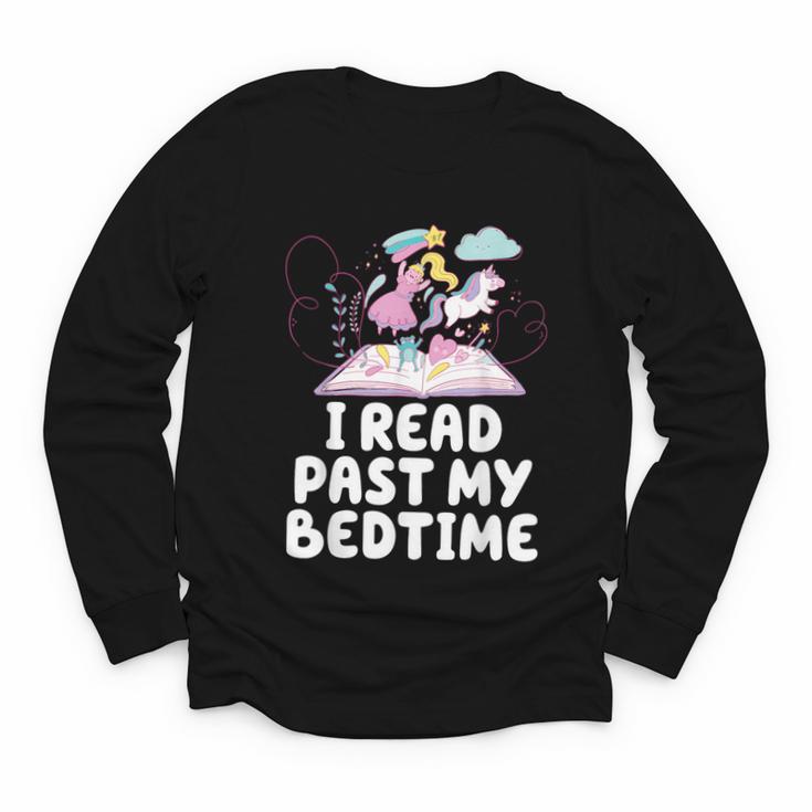 I Read Past My Bedtime Reading Unicorn Book Lover Youth Long Sleeve Tee