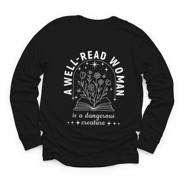 A Well Read Woman  Book Lover Literary Quote Youth Long Sleeve Tee