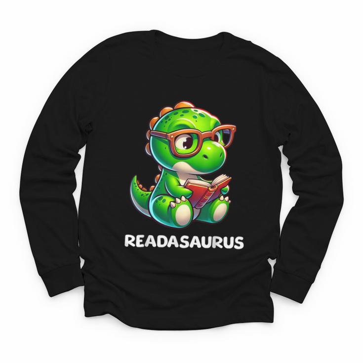 Readasaurus Reading Dinosaur Book Reader Bookworm Youth Long Sleeve Tee