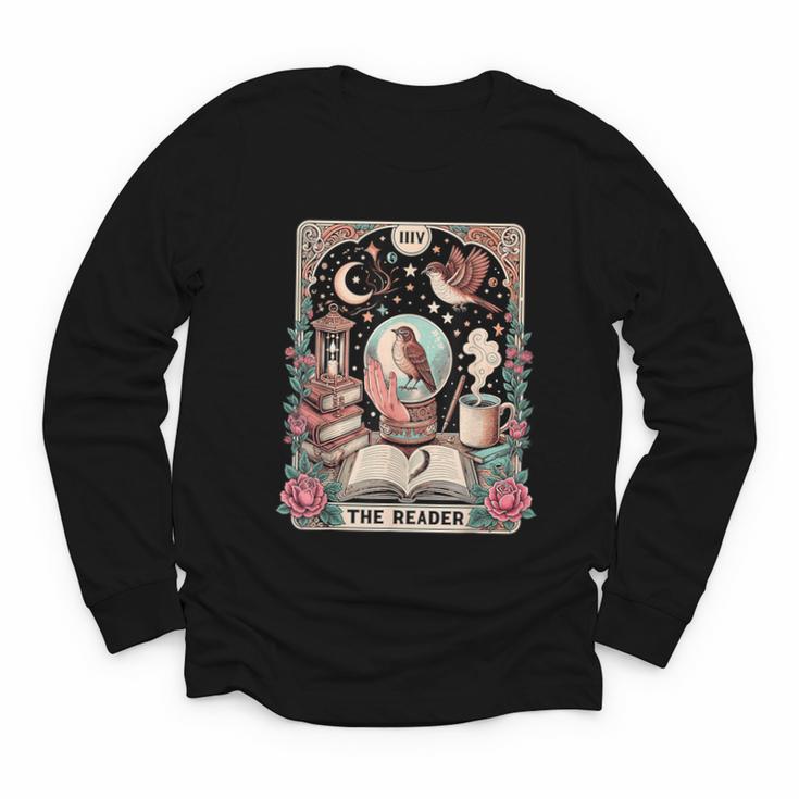 The Reader Tarot Card Shirt Bird Book Lover Bookworm Youth Long Sleeve Tee