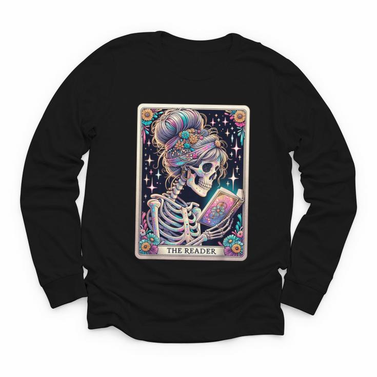 The Reader Tarot Card Women Book Lover Librarian Read Youth Long Sleeve Tee