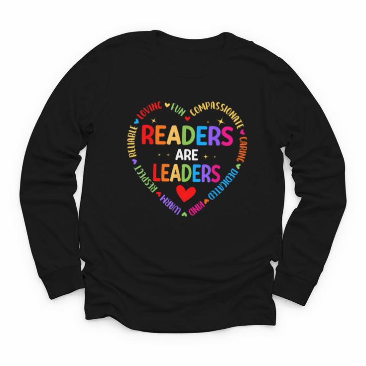 Readers Are Leaders Reading Teacher Women Kids Book Lovers Youth Long Sleeve Tee
