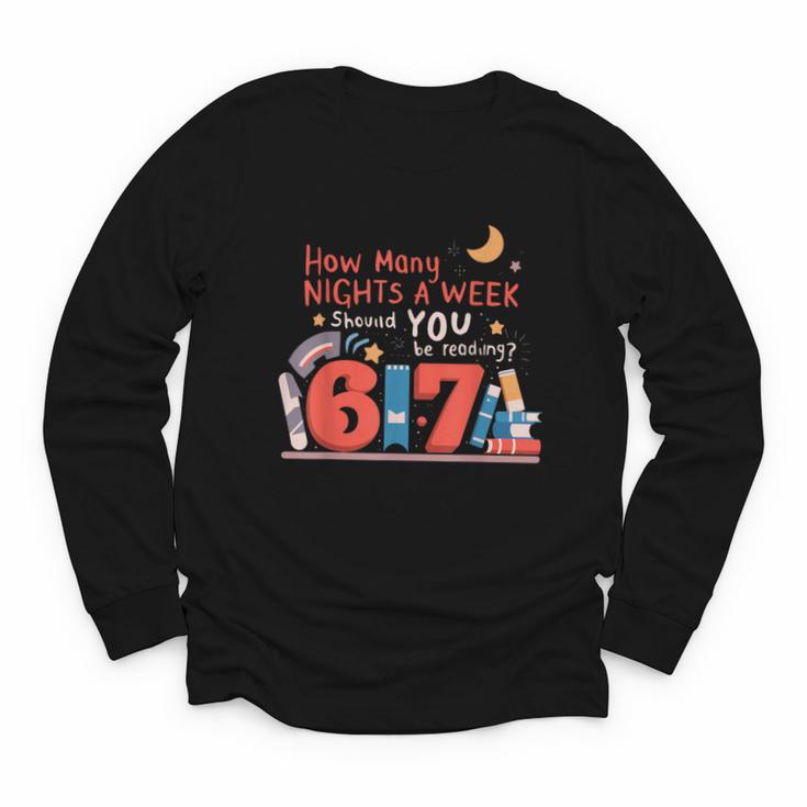 Reading 67 Meme English Teacher 67 Book Lover Humor Youth Long Sleeve Tee